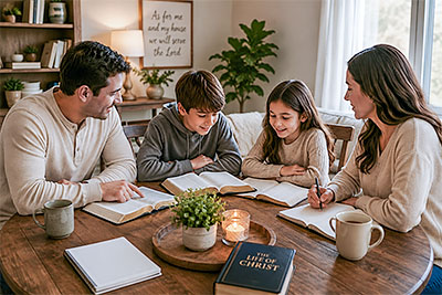 A family studies Passion Week together